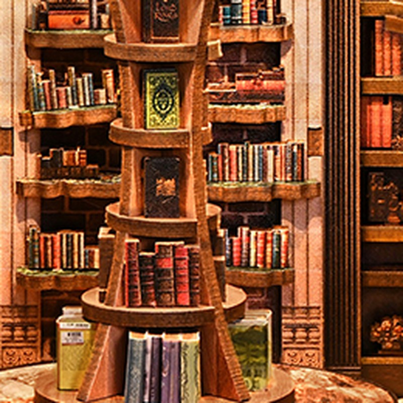 Wisdom Rings detail: zandloper boekenkast
